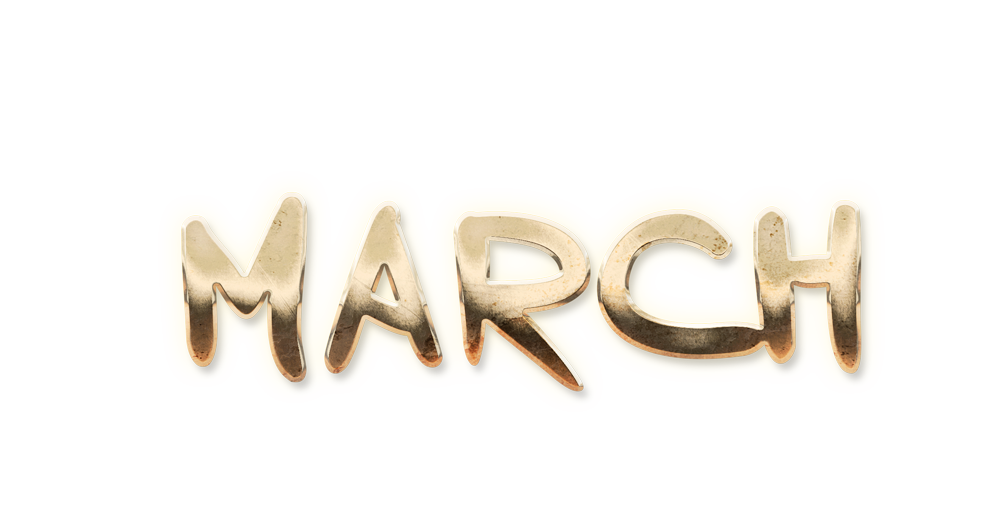 month word MARCH golden text typography PNG images free